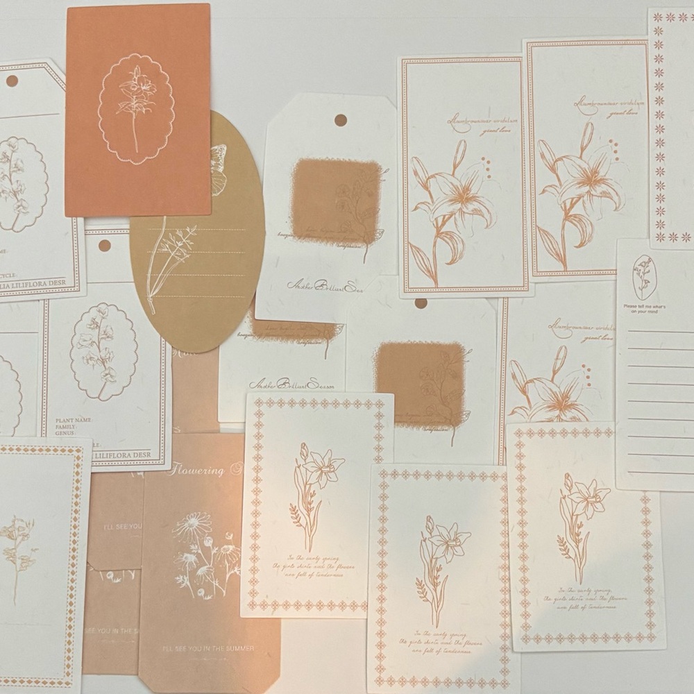 Elegant Floral Invitation Set - Cream and Tan